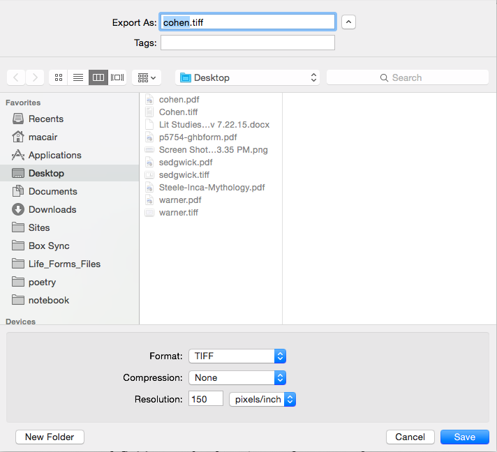 Export PDF from Preview in TIFF Format