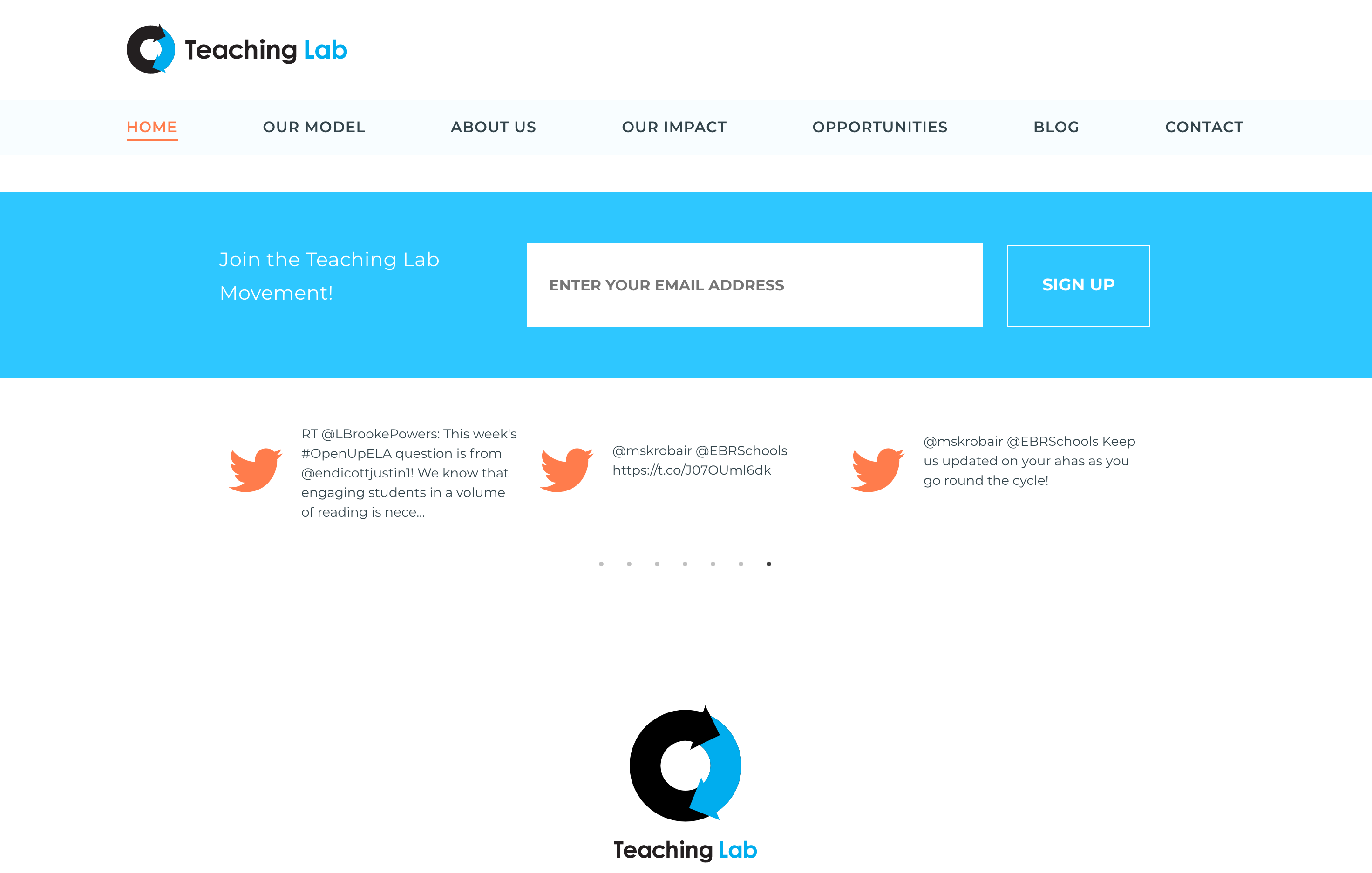 TeachingLab web site with twitter feed